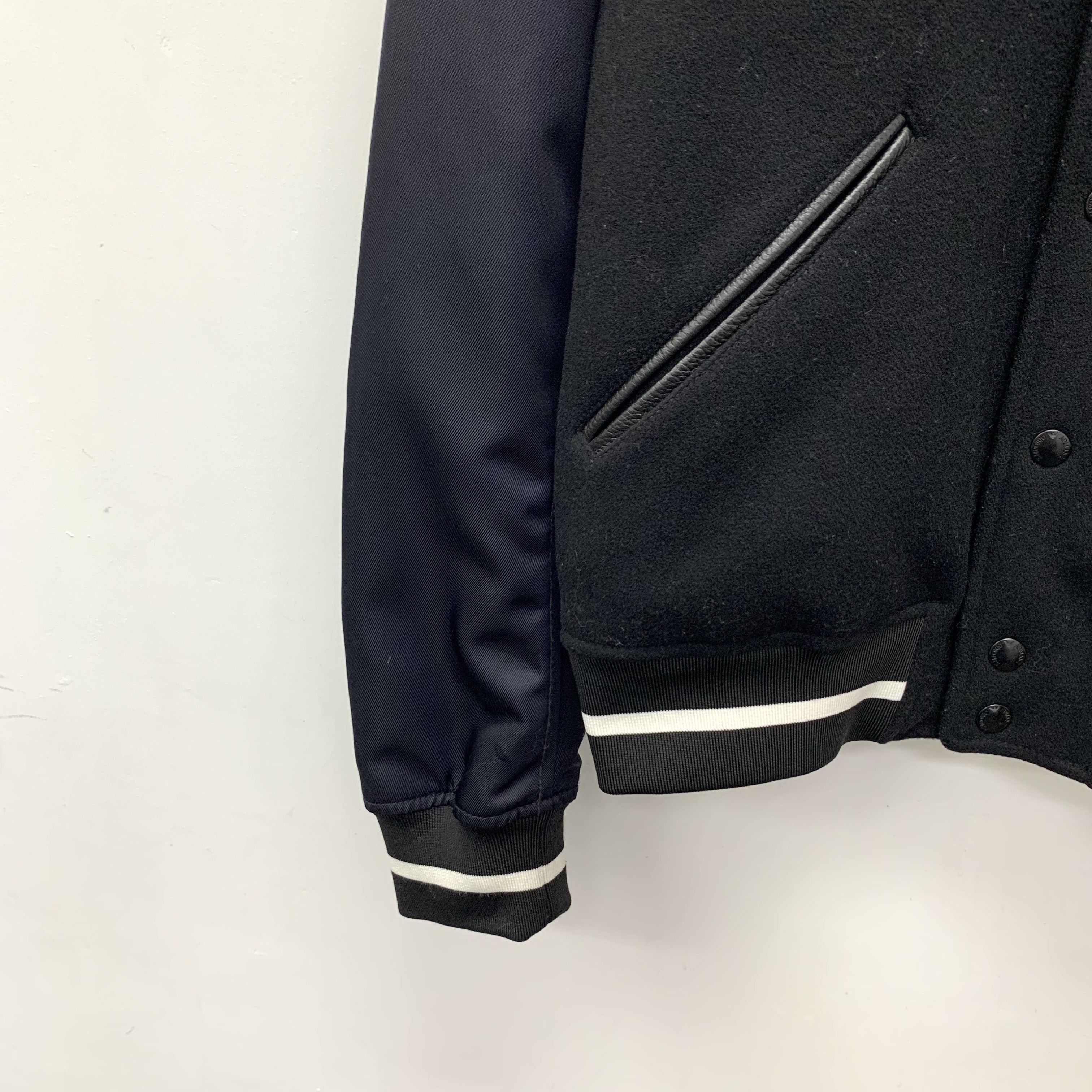 Armani Armani Leather & Wool Baseball Jacket Black (M) Size US M / EU 48-50 / 2 - 4 Thumbnail