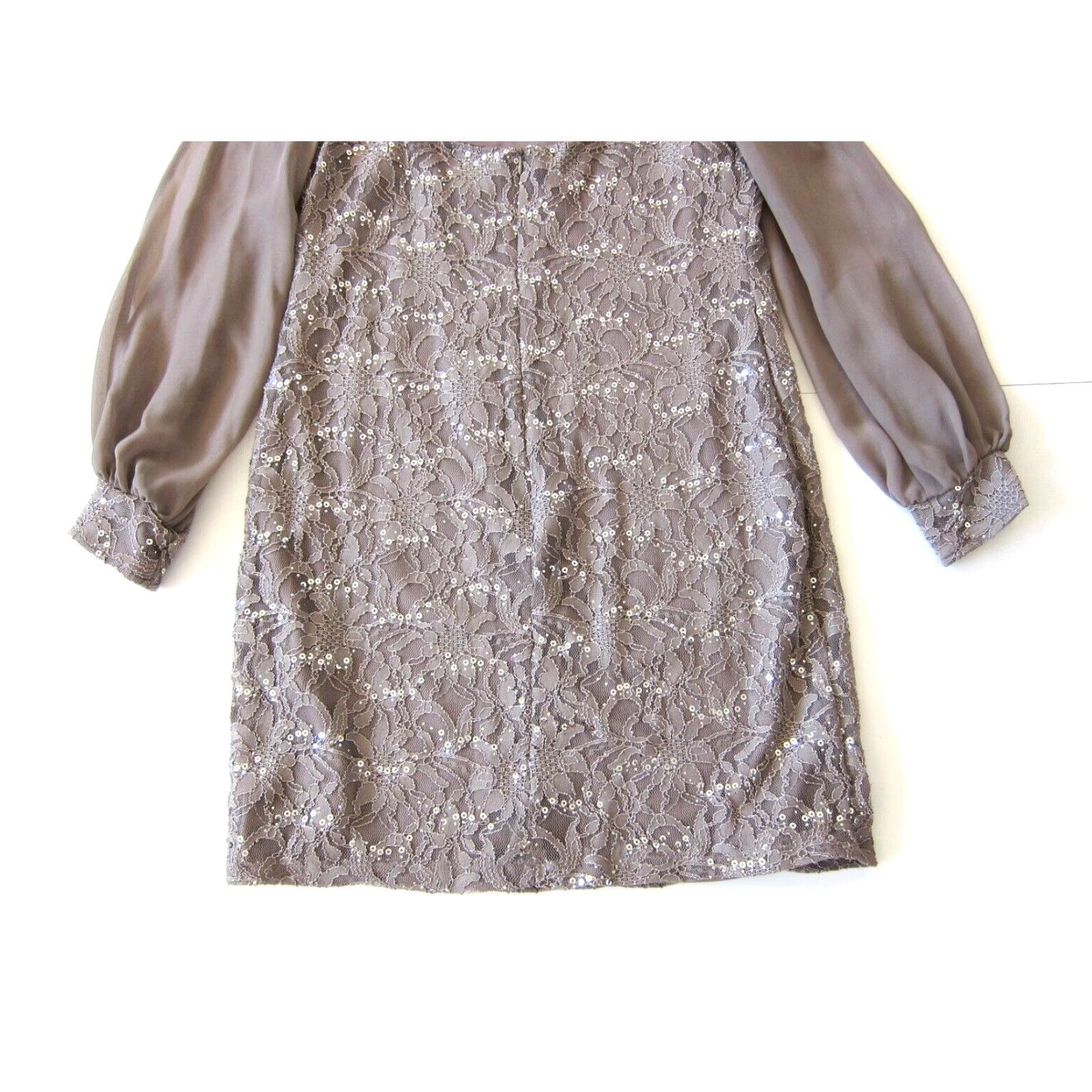 Vintage Scarlett Nite Brown Floral Stretch Sequin Long Sleeve Tunic Shift Dress 14 Size XL / US 12-14 / IT 48-50 - 6 Thumbnail