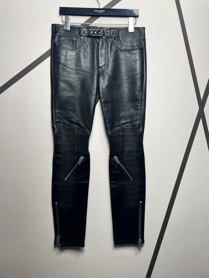 Saint Laurent Paris Zipper motorcycle leather pants-2506