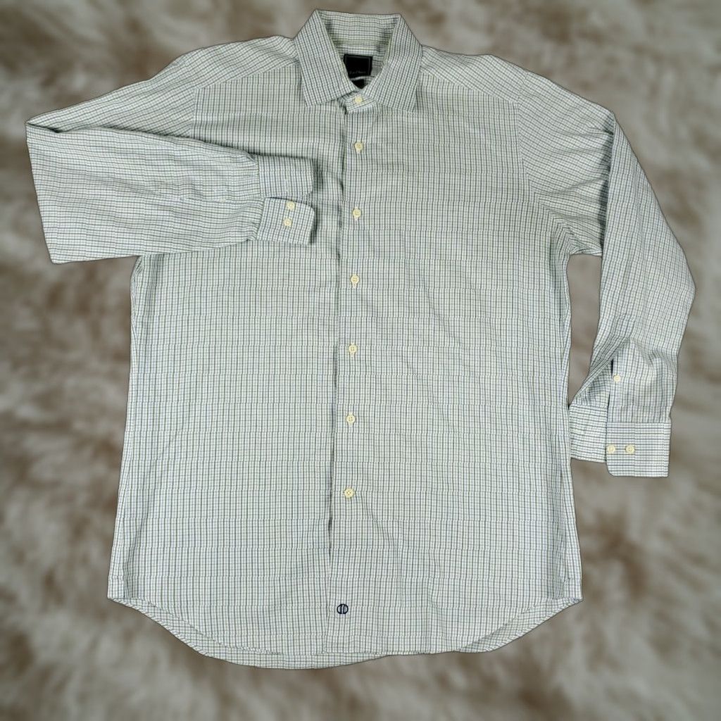 David Donahue David Donahue Shirt Mens 16.5 Green Check Dress Button Up Long Sleeve Size 46R - 1 Thumbnail