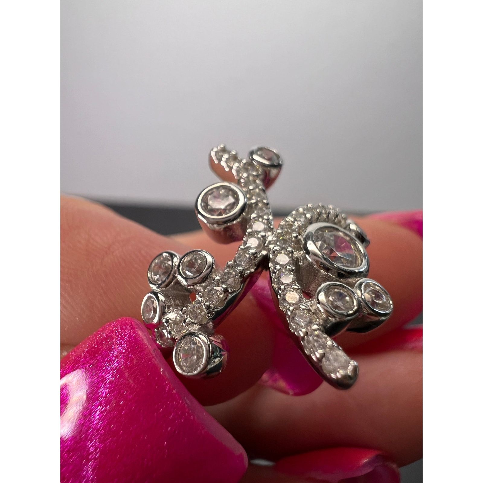 Other CZ bypass sterling silver bubble cocktail ring size 10 Size ONE SIZE - 7 Thumbnail