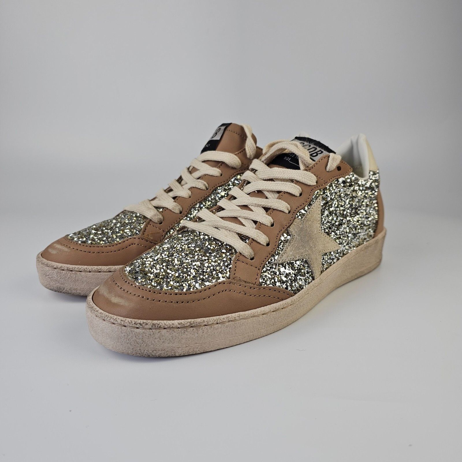GOLDEN GOOSE Ball Star Women's Beige/White Glittered Low Top
