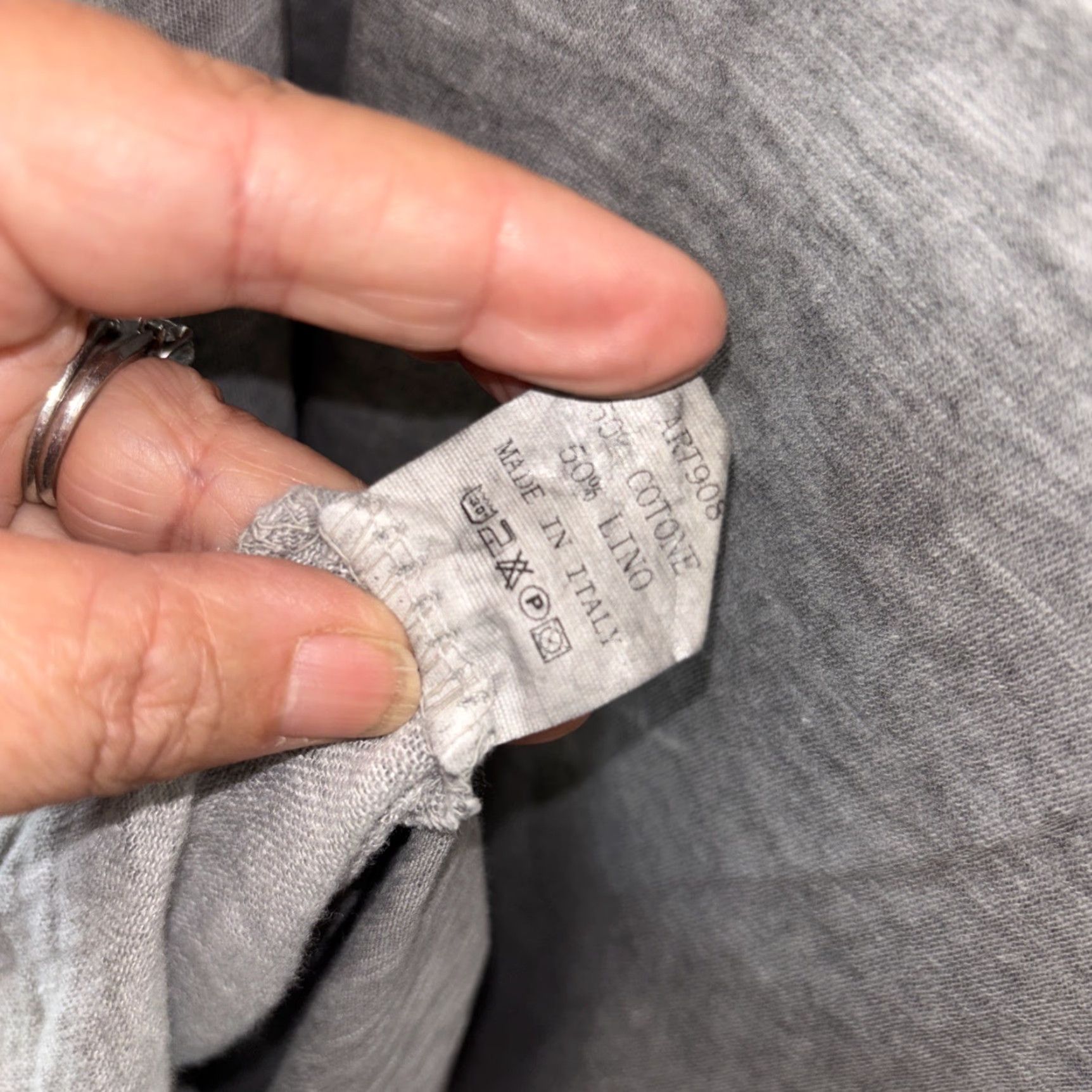 melin MEO MELI Italian Top Women Lagenlook Coastal Boho Cotton Linen Gray Pocket Short Sleeve Dolman Sleeve Crew Neck Pullover One Size Size ONE SIZE - 6 Thumbnail