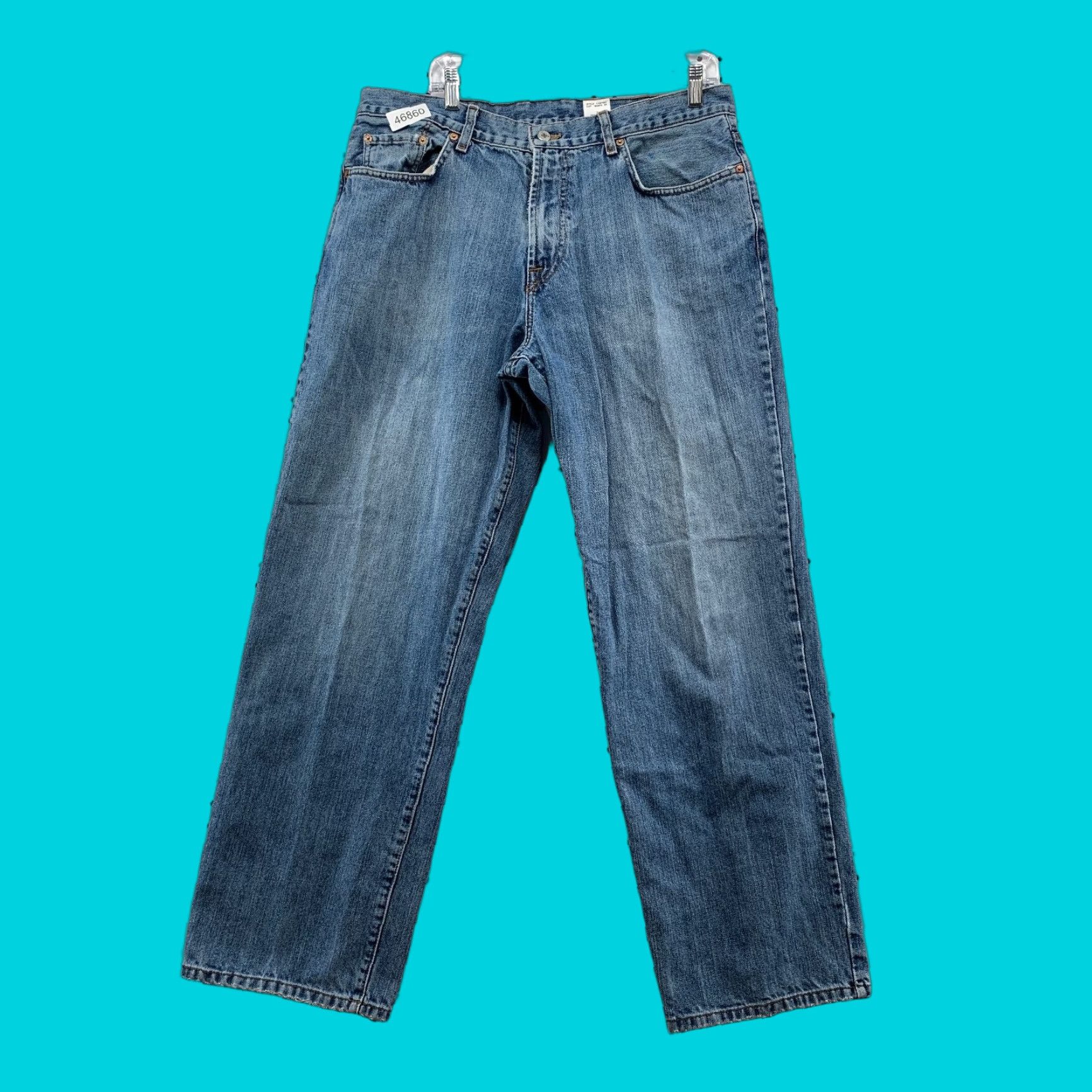 Lucky Brand VINTAGE Lucky Brand Jeans Mens 36x31 Dungarees USA Logo 5-Pocket Straight Blue Denim Shirt Size US 36 / EU 52 - 1 Thumbnail