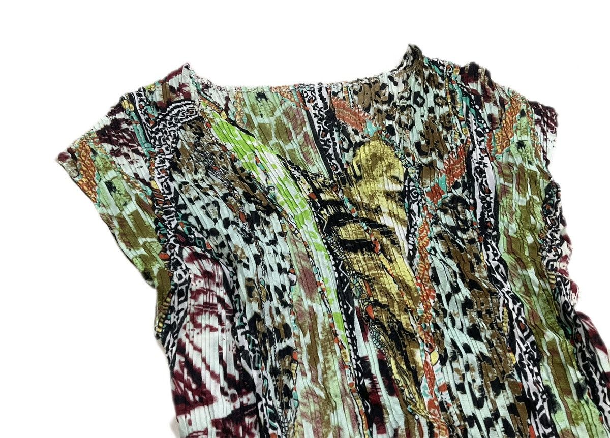 Issey Miyake × Japanese Brand × Pleats Please Issey Miyake 🔥Sick Japanese Pleats Please Style Pleated Leopard Mesh Top Size M / US 6-8 / IT 42-44 - 3 Thumbnail