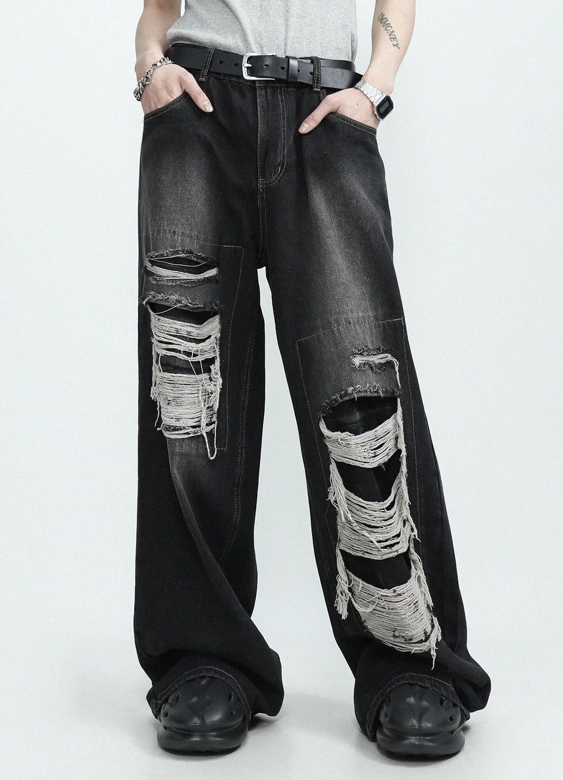 Japanese Brand × Vintage Retro punk distressed ripped hole jeans pants Size US 32 / EU 48 - 6 Thumbnail