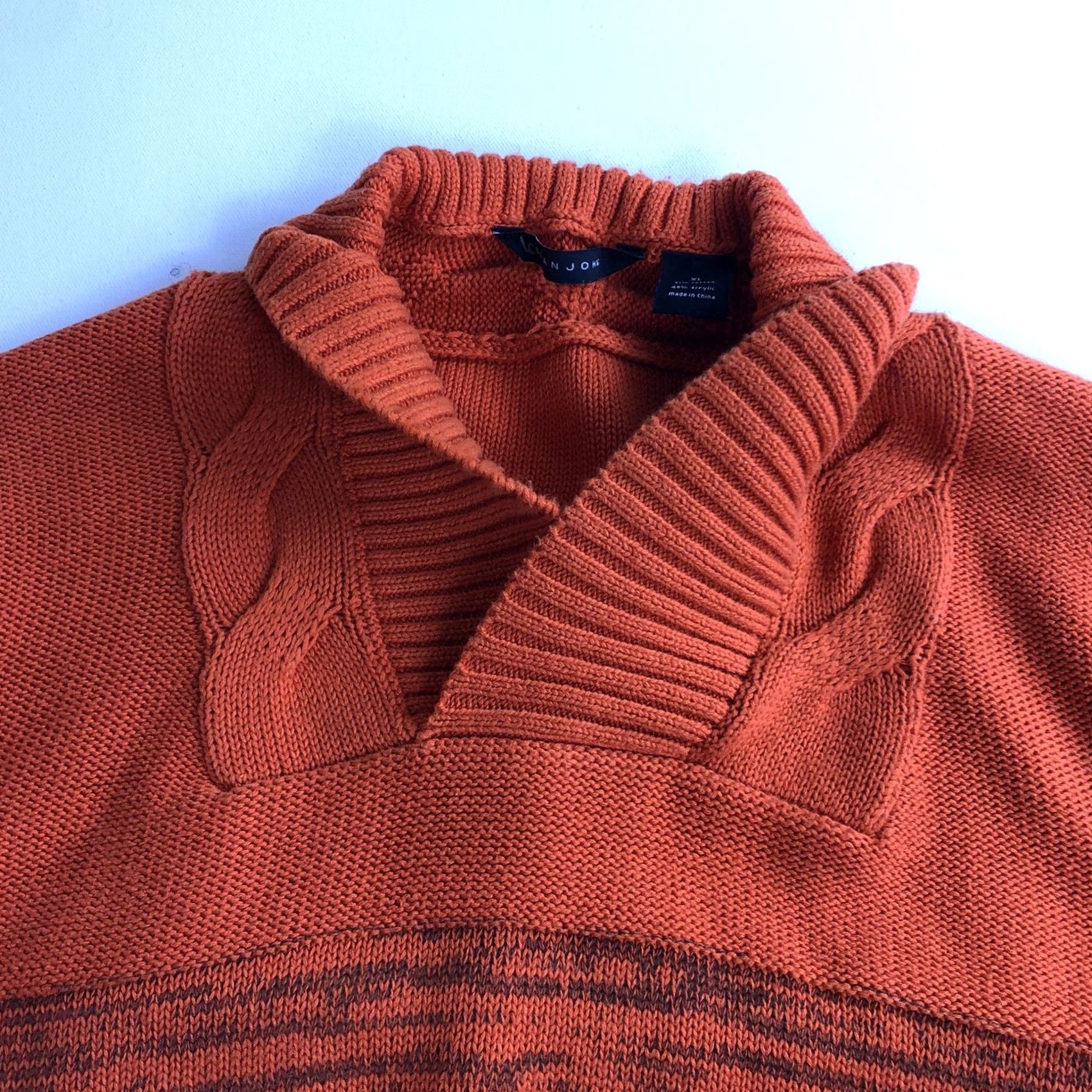 Sean John Sean John Mens Orange Shawl Collar Pullover Sweater XLTall? Size US XL / EU 56 / 4 - 4 Thumbnail