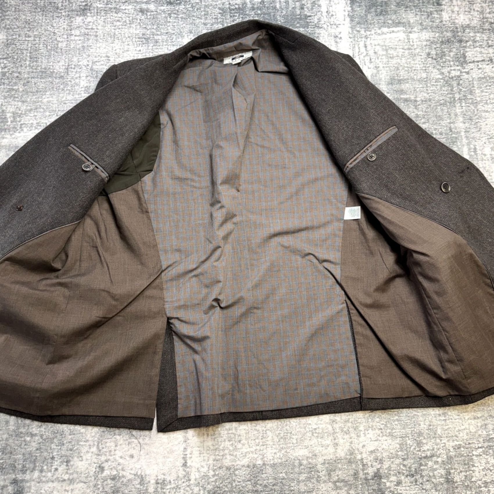 Joseph Abboud Joseph Abboud Blazer Jacket Men 2XL Brown Double-Breasted Sport Coat Elbow Patch Jacket Front Button Style: Two-Button Peak Lapel Solid Polyester Wool Size 48R - 7 Thumbnail