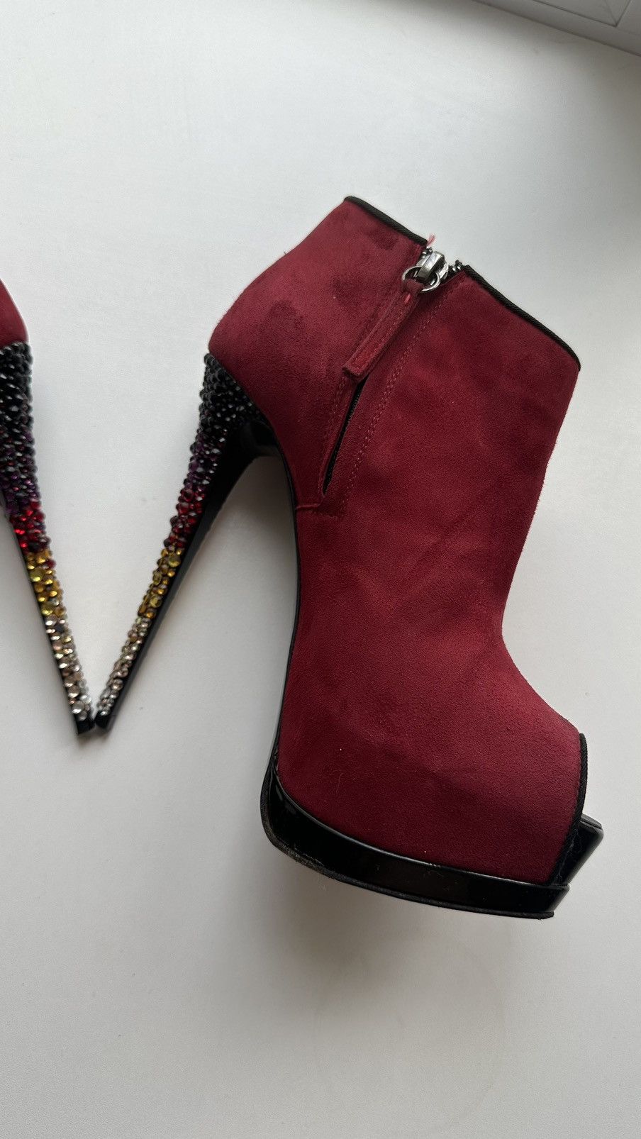 Giuseppe Zanotti Giuseppe Zanotti Red Suede High Heels Rhinestone Size 36.5 Size US 6.5 / IT 36.5 - 7 Thumbnail