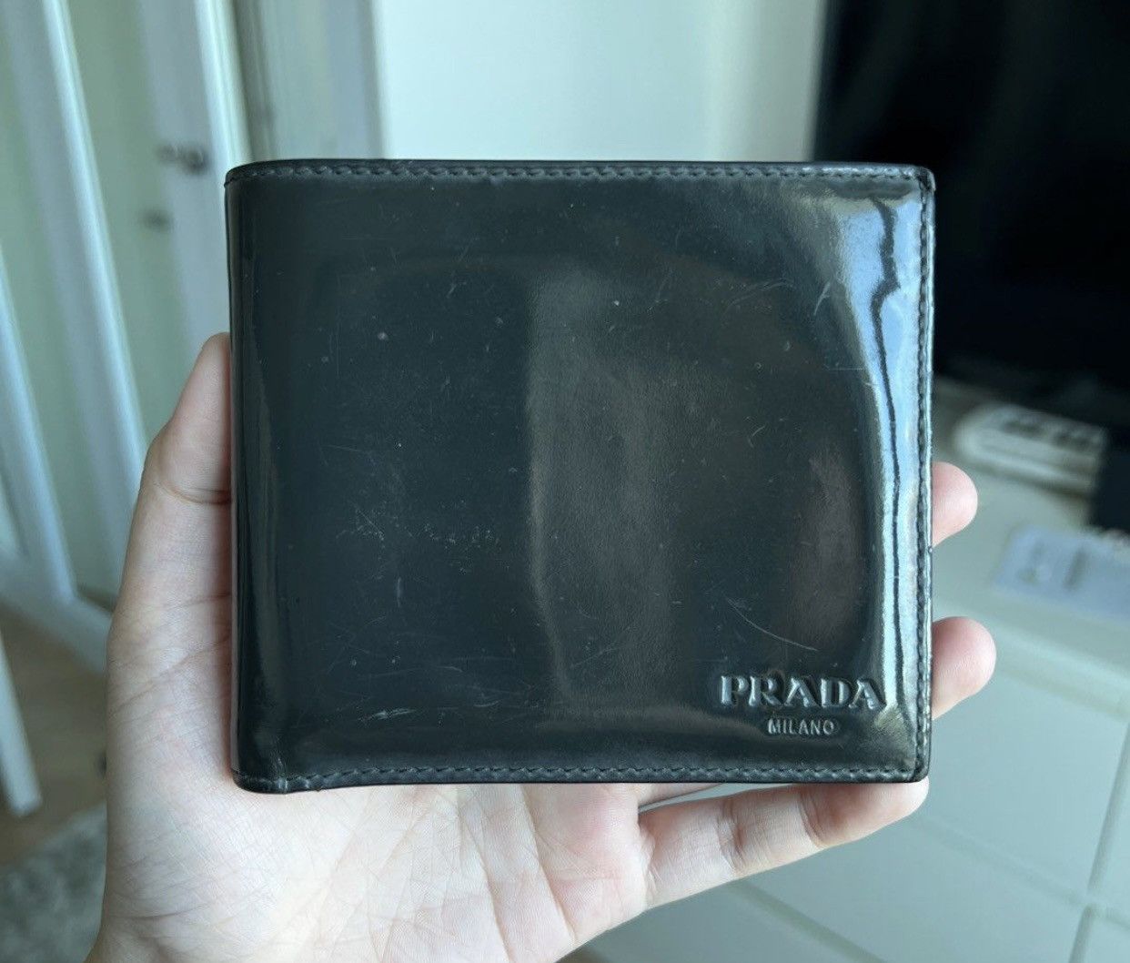 Prada Prada Bifold Wallet Black Patent Leather Size ONE SIZE - 1 Thumbnail