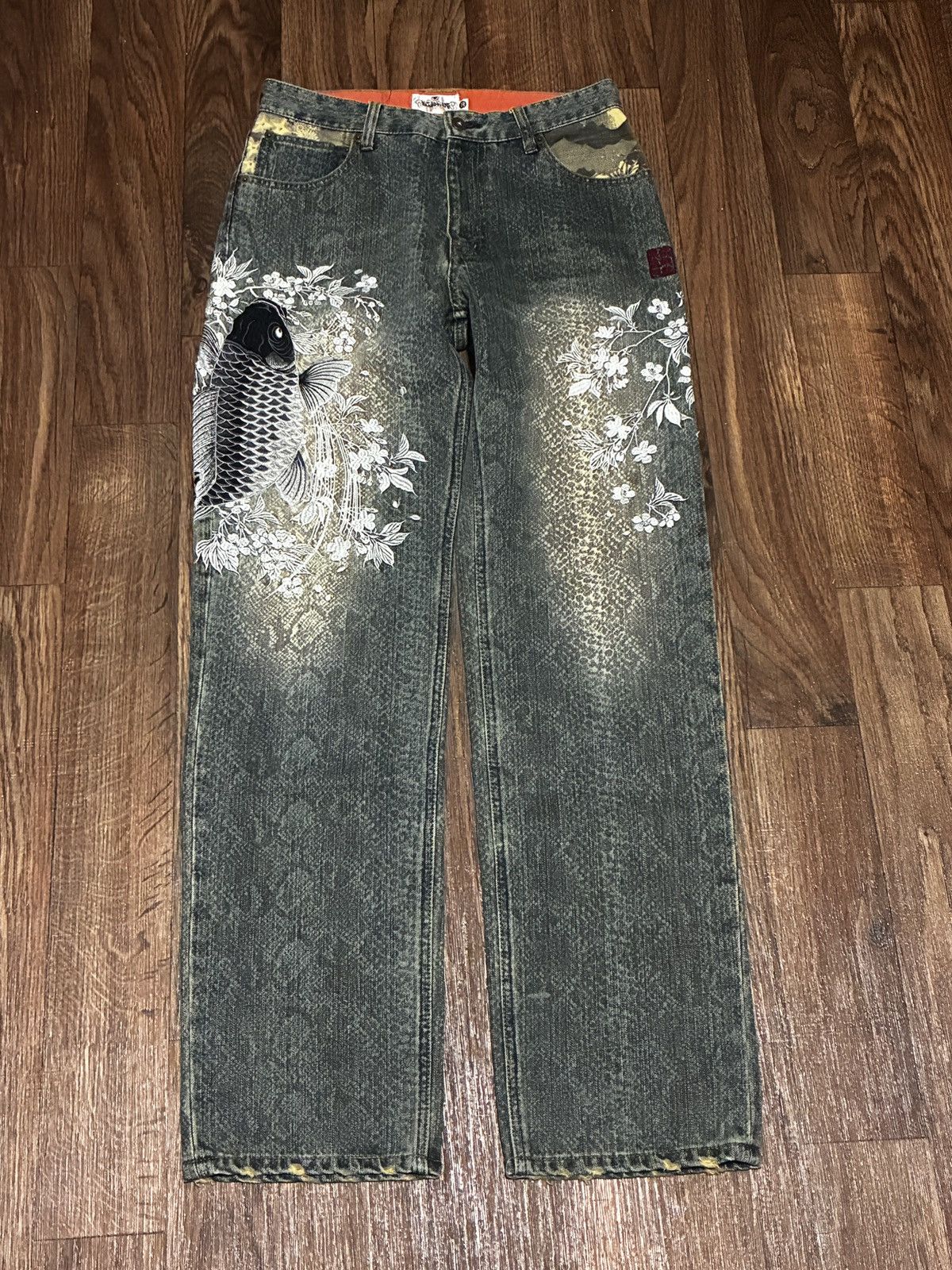 Karakuri Tamashii Vintage Kakakuri Tamashii Embroidered Jeans Size US 30 / EU 46 - 1 Thumbnail