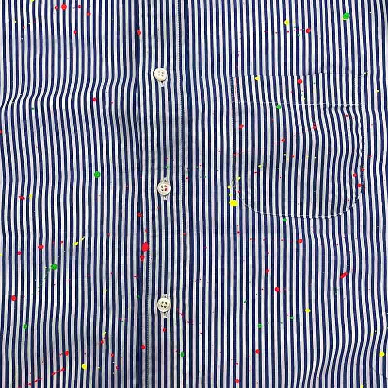 Comme des Garcons Homme Shirt Painted Striped Short Sleeve Button Up Navy/White Size US S / EU 44-46 / 1 - 5 Thumbnail