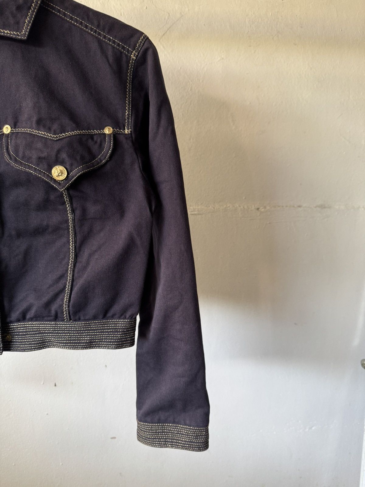 Versus Versace S/S 1992 Versus Gianni Versace Archive Crop Denim Jacket Size XS / US 0-2 / IT 36-38 - 7 Thumbnail