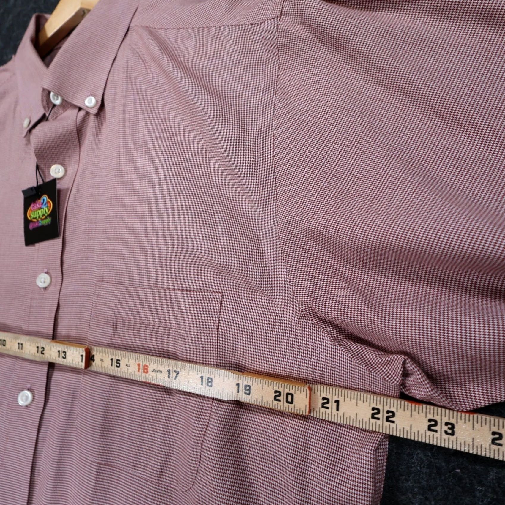 Cremieux Daniel Cremieux Mens Large Red Button Down Shirt Slim Fit Micro-Check Size US L / EU 52-54 / 3 - 3 Thumbnail