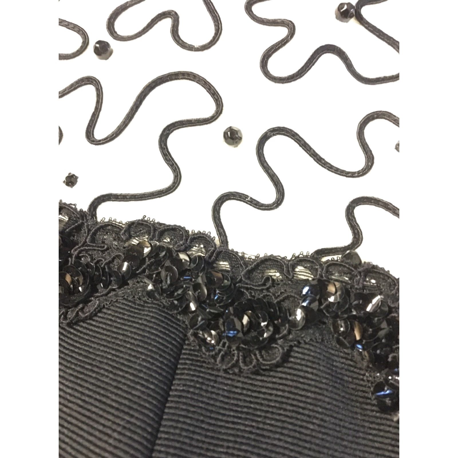 Vintage VINTAGE AJ Bari Sequin Beaded Embellished Jacket 14 Black Women USA 70s 80s Geometric Snap Closure Dressy Elegant Size XL / US 12-14 / IT 48-50 - 5 Thumbnail