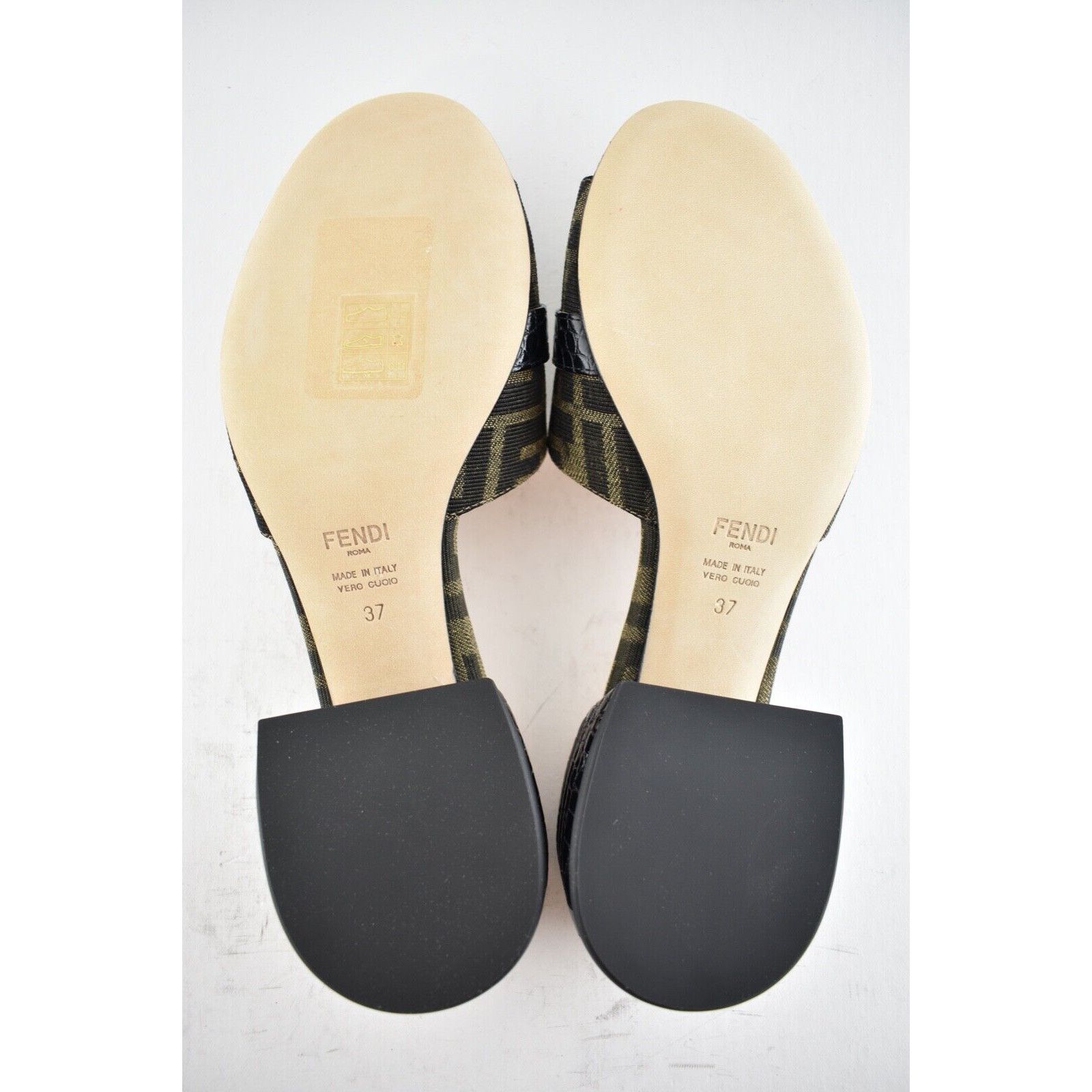 Fendi FF Monogram Backless Sandal Block Heel Mule Slide Pump 37 Size US 7 / IT 37 - 12 Thumbnail