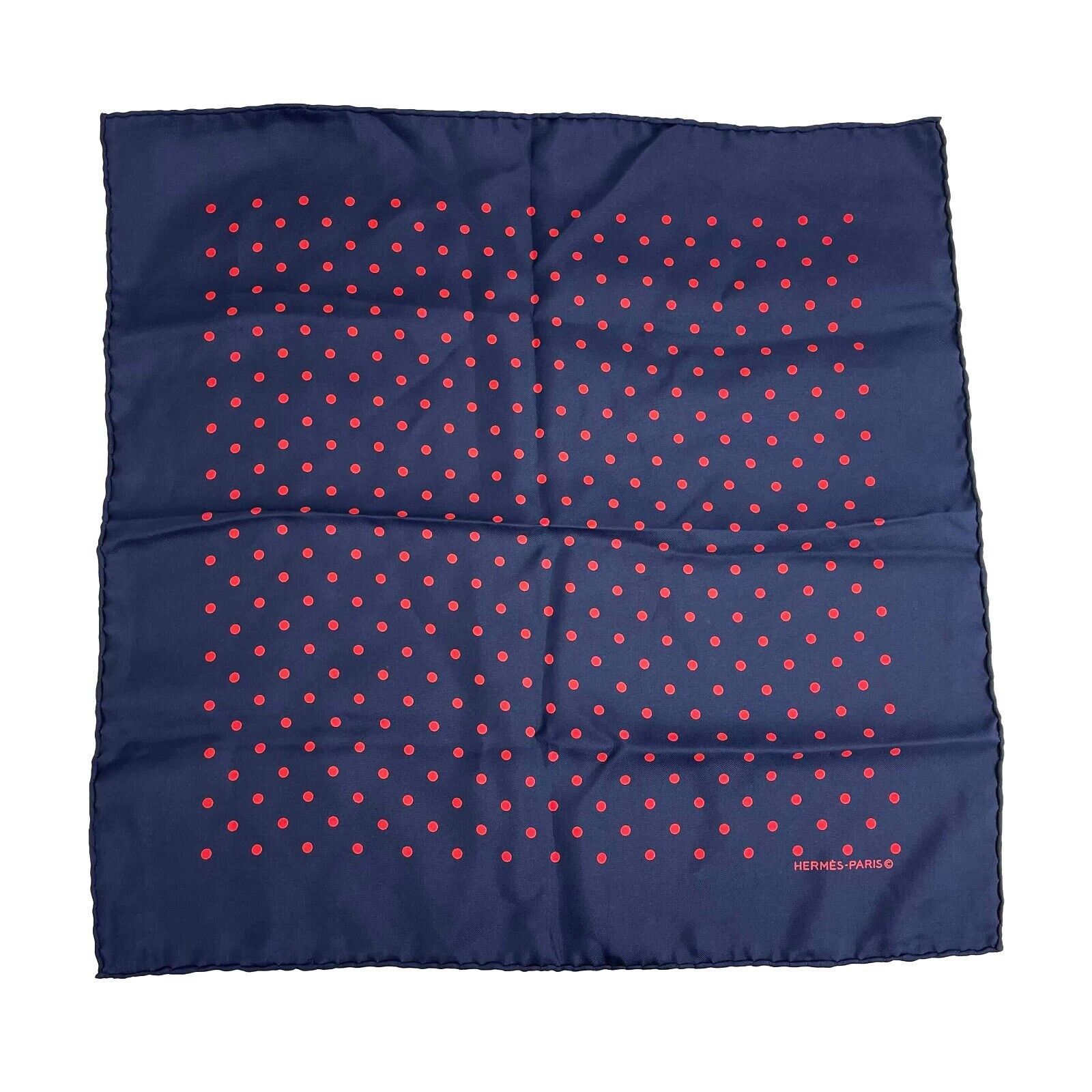 image of Hermes - Excellent - Paris Red Polka Dot Navy Blue Wrap - Blue/pink - One Size, Women's