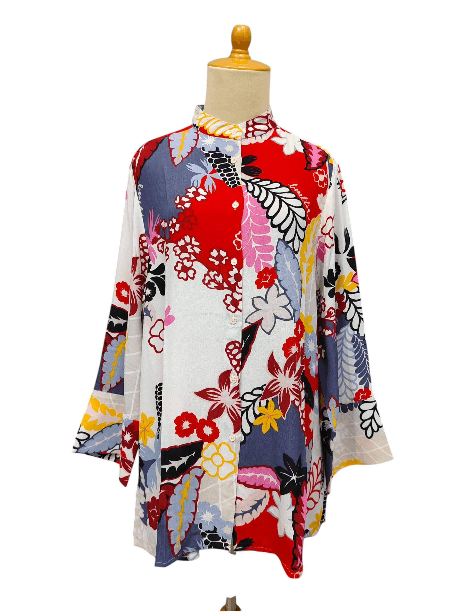 United Colors Of Benetton Benetton- Oversized Botanical Floral Viscose Shirt Blouse Size M / US 6-8 / IT 42-44 - 1 Thumbnail