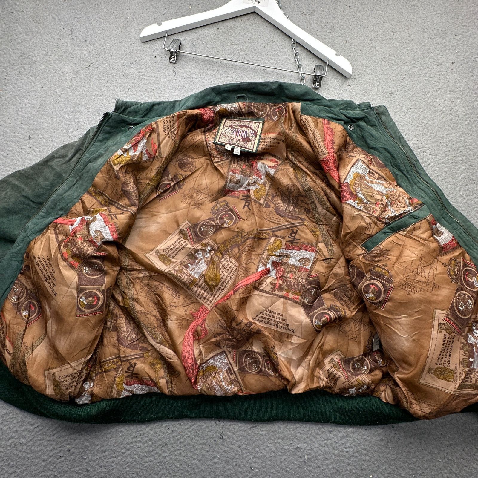 Other Vintage International Leather Green Bomber Jacket Large Size US L / EU 52-54 / 3 - 10 Thumbnail