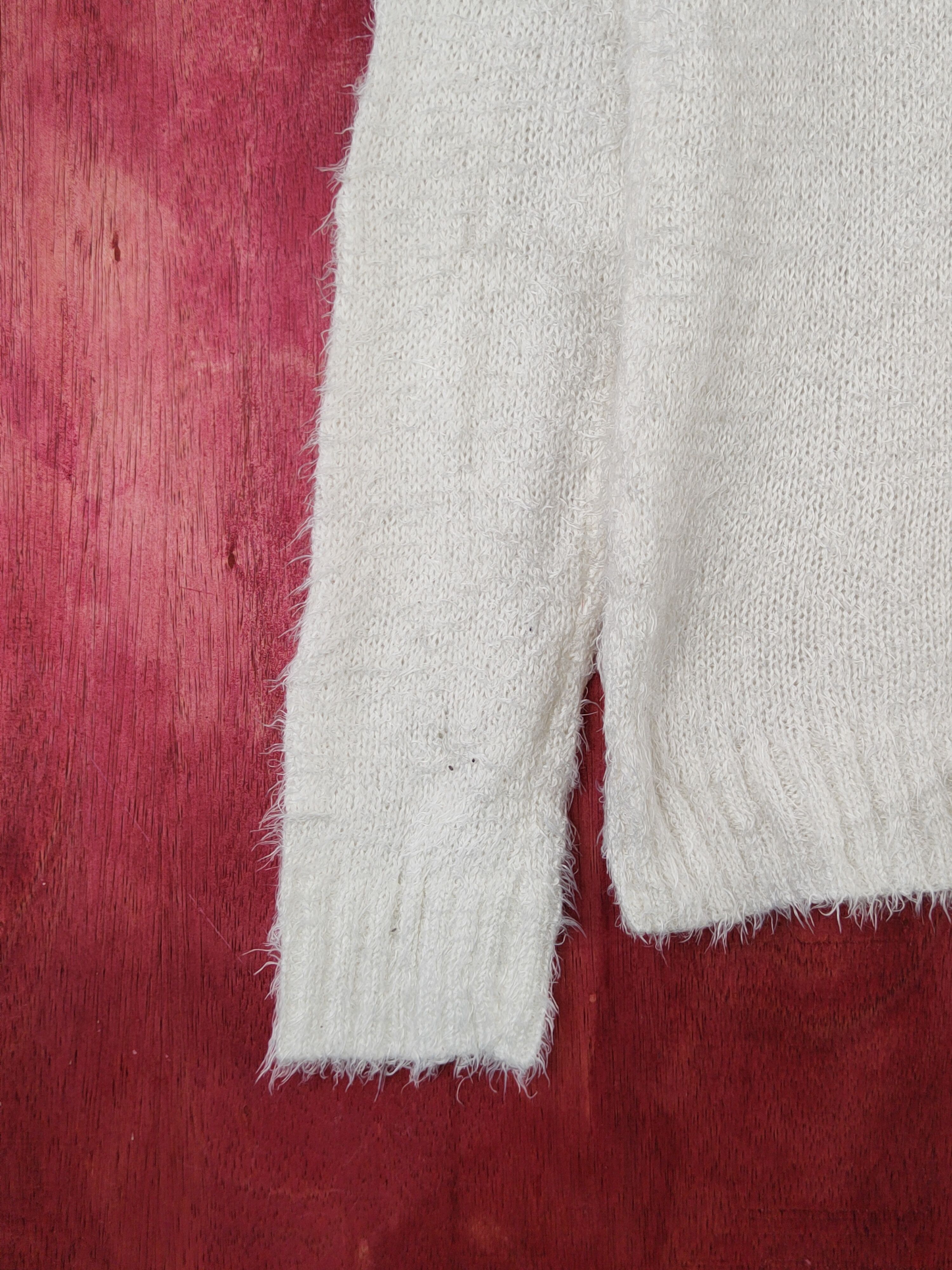 Japanese Brand SpiralGirl White Shag Shaggy Fur Mohair Knitwear #S1897 Size M / US 6-8 / IT 42-44 - 4 Thumbnail