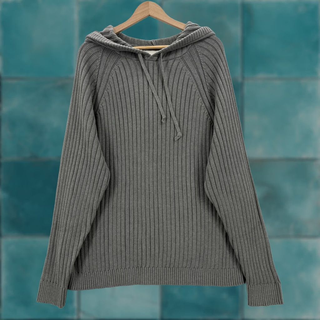 Vintage Sun + Stone Sweater Mens 2XL Gray 100% Cotton Ribbed Knit Hooded Pullover NWT Size US XXL / EU 58 / 5 - 1 Thumbnail