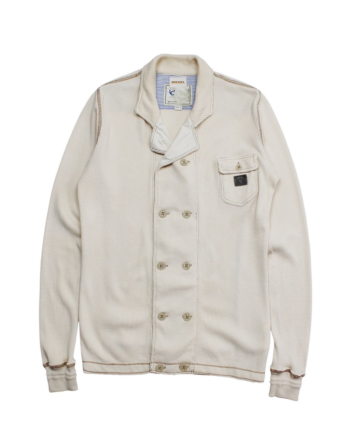 Diesel 2000S DIESEL DOUBLE-BREASTED WAFFLE KNIT COTTON JACKET Size US S / EU 44-46 / 1 - 1 Thumbnail