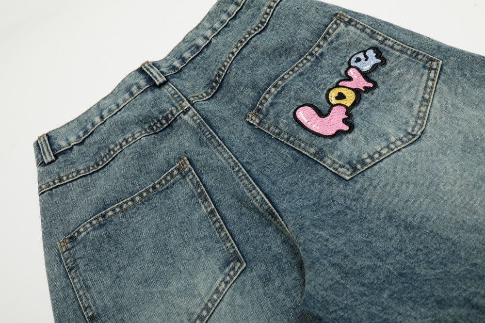 Vintage Punk distressed washed cartoon embroidered jeans Size US 32 / EU 48 - 6 Thumbnail