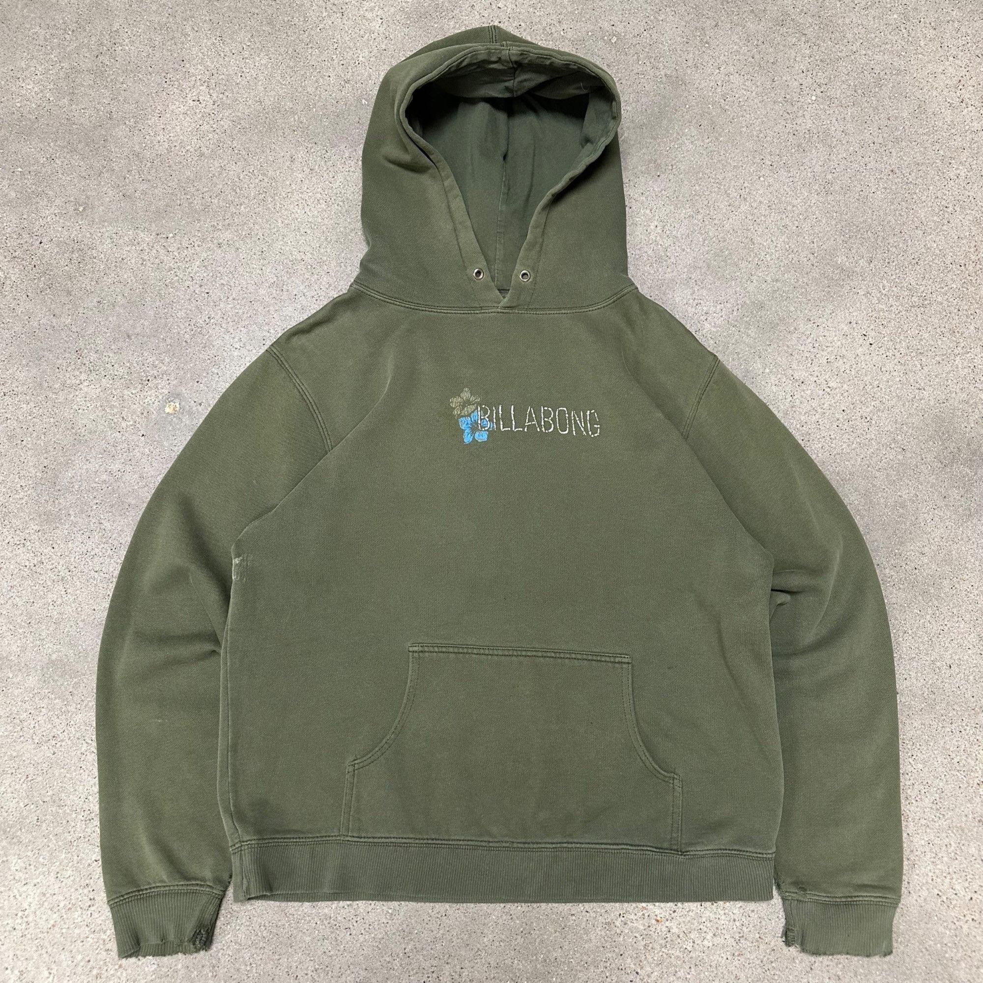 Billabong × Vintage Vintage Y2K Billabong Surf Olive Hoodie Sweatshirt Size L / US 10 / IT 46 - 1 Thumbnail