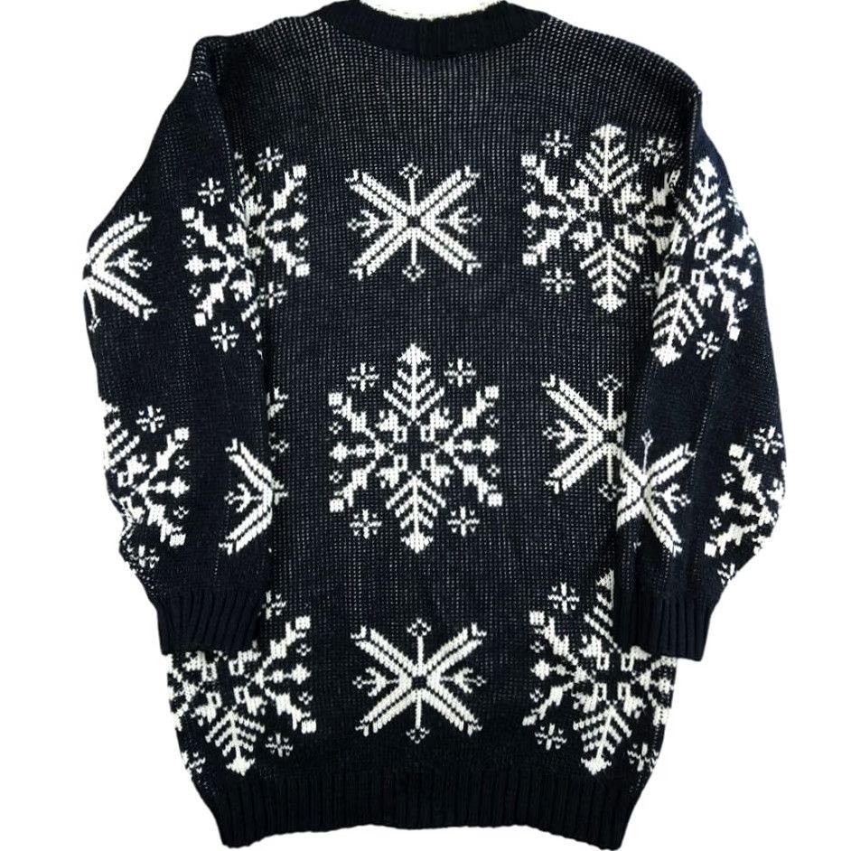 Vintage VINTAGE Ricki Sweater Womens Size L Black White Holiday USA Crew Neck Long Sleeve Pullover Knit Fair Isle 80s 90s Christmas Size L / US 10 / IT 46 - 4 Thumbnail