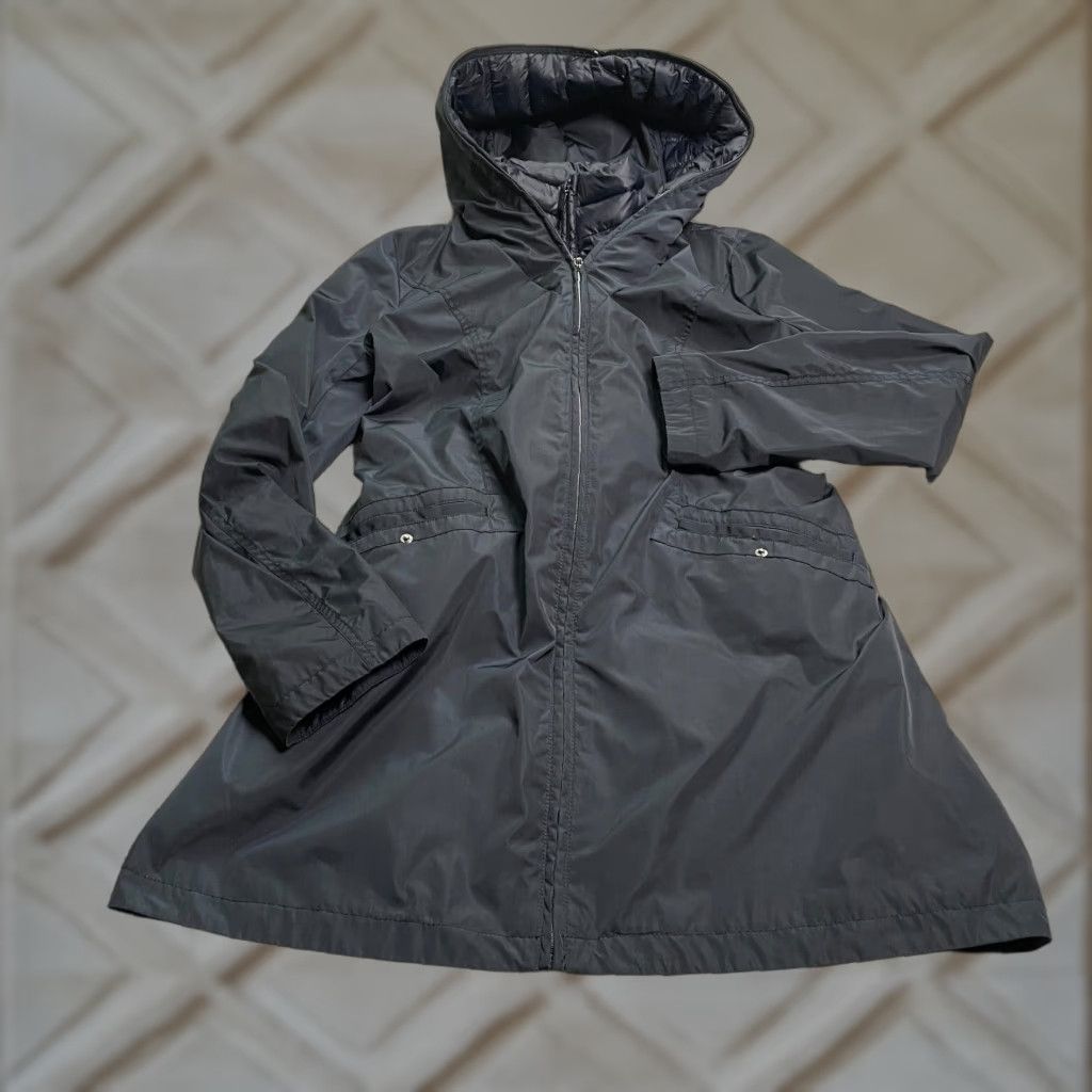 Vintage Laundry Long Windbreaker Jacket Coat Womens Large Black Hoodie Size L / US 10 / IT 46 - 1 Thumbnail