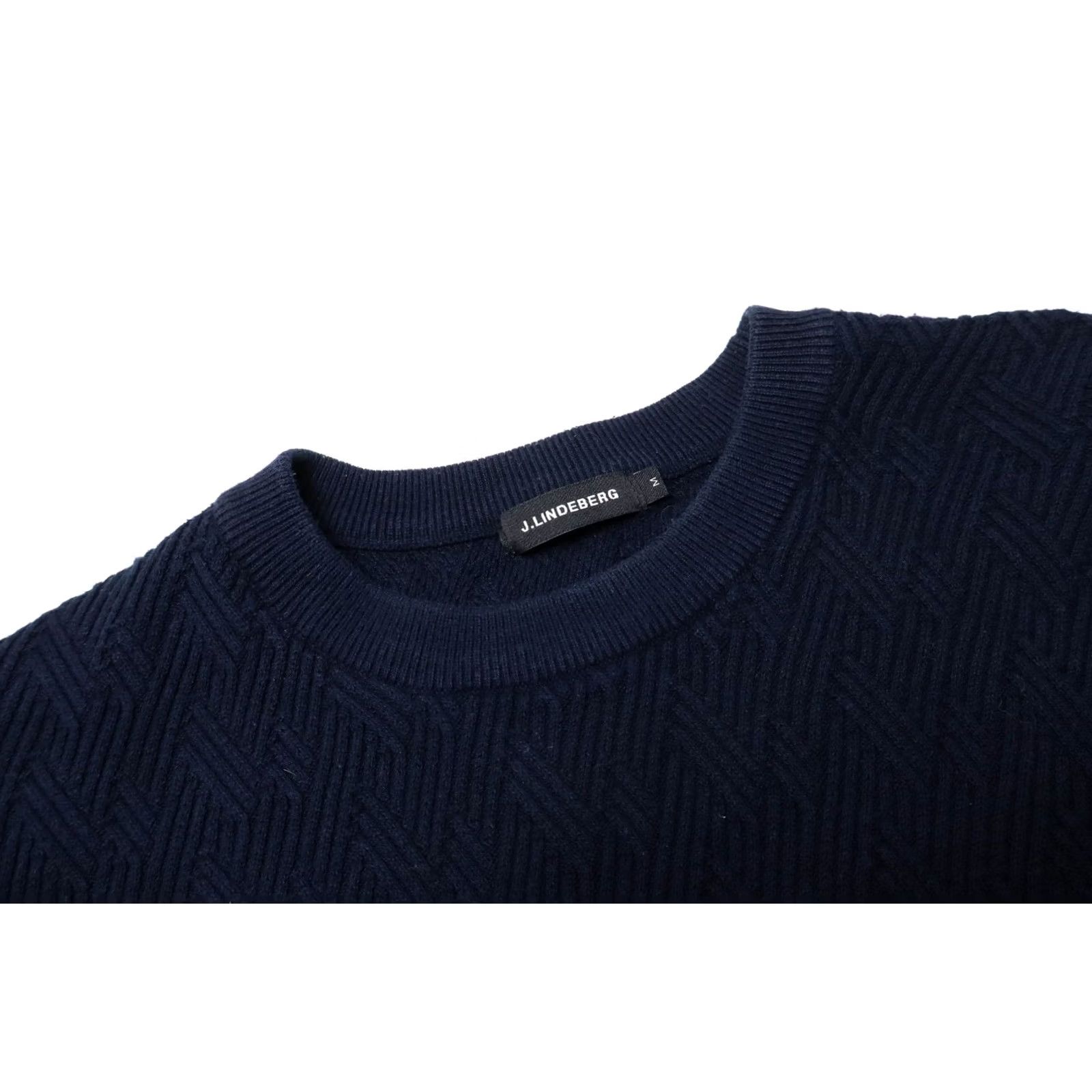 J.Lindeberg J. Lindeberg Harring Basket Cable Jumper Men's MEDIUM Navy Blue Crew Neck Pullover Knit Shirt Size US M / EU 48-50 / 2 - 4 Thumbnail