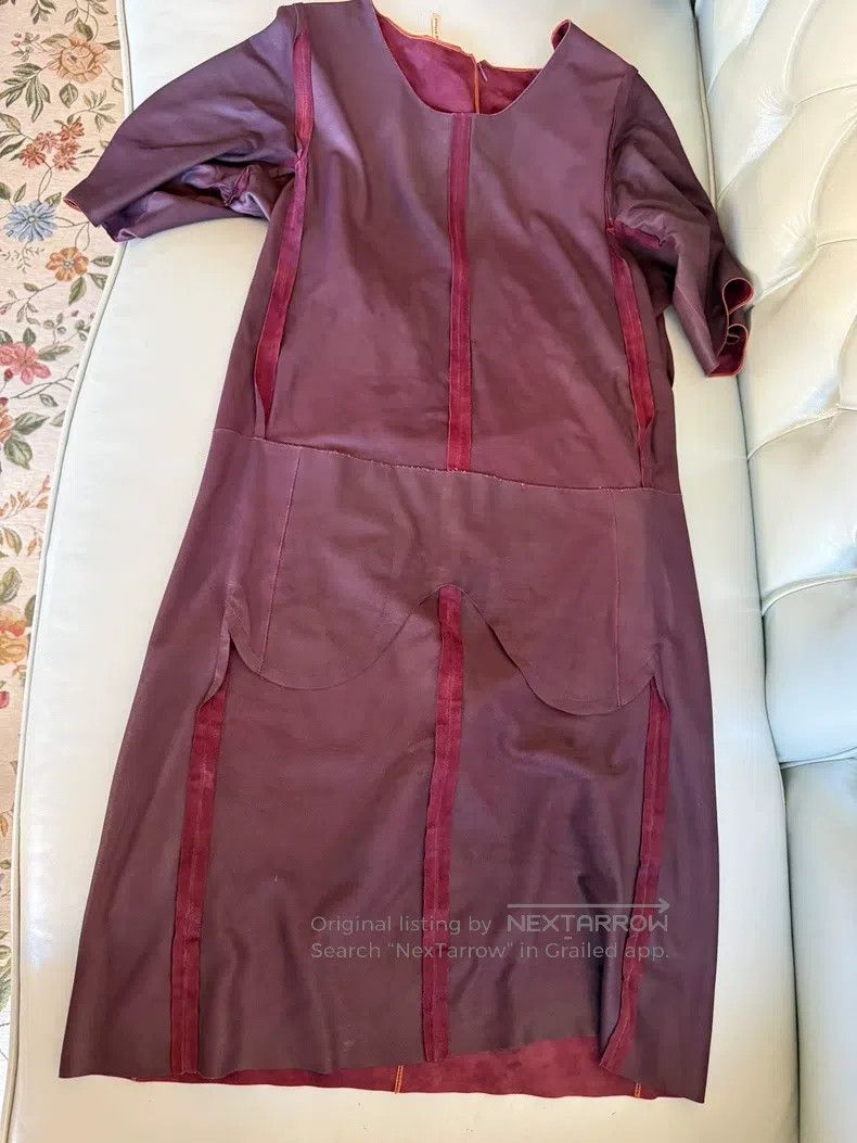 Hermes Hermes Burgundy Deer Antler Leather Dress Size XS / US 0-2 / IT 36-38 - 5 Thumbnail