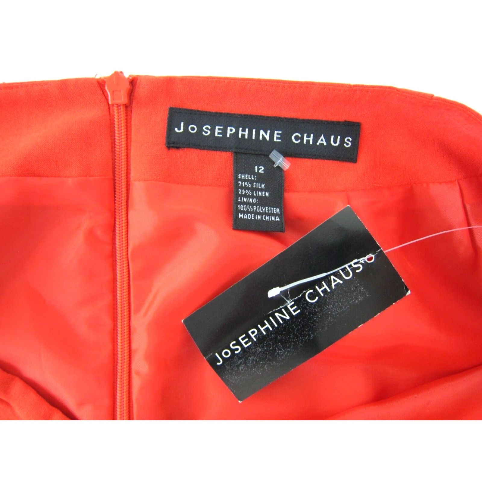 Vintage NWT Josephine Chaus Silk Linen Red Straight Pencil Wrap Skirt Women 12 Size 34" / US 12 / IT 48 - 2 Thumbnail