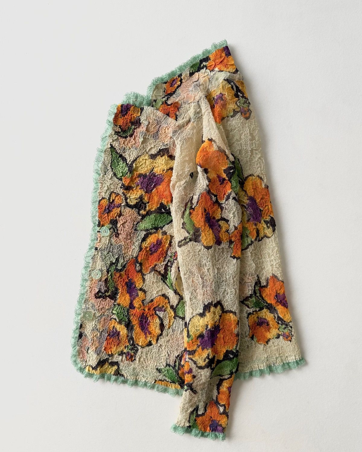Japanese Brand YUKI TORii WRINKLED PLEATS FLORAL SHIRT Size L / US 10 / IT 46 - 4 Thumbnail