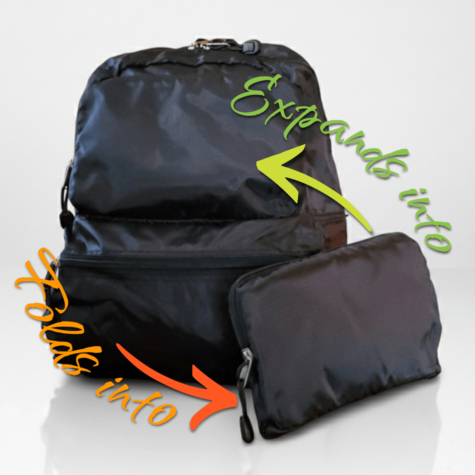 Other Backpack 15x12x6" Convertible Folds Pouch Black Zipper Size ONE SIZE - 2 Thumbnail