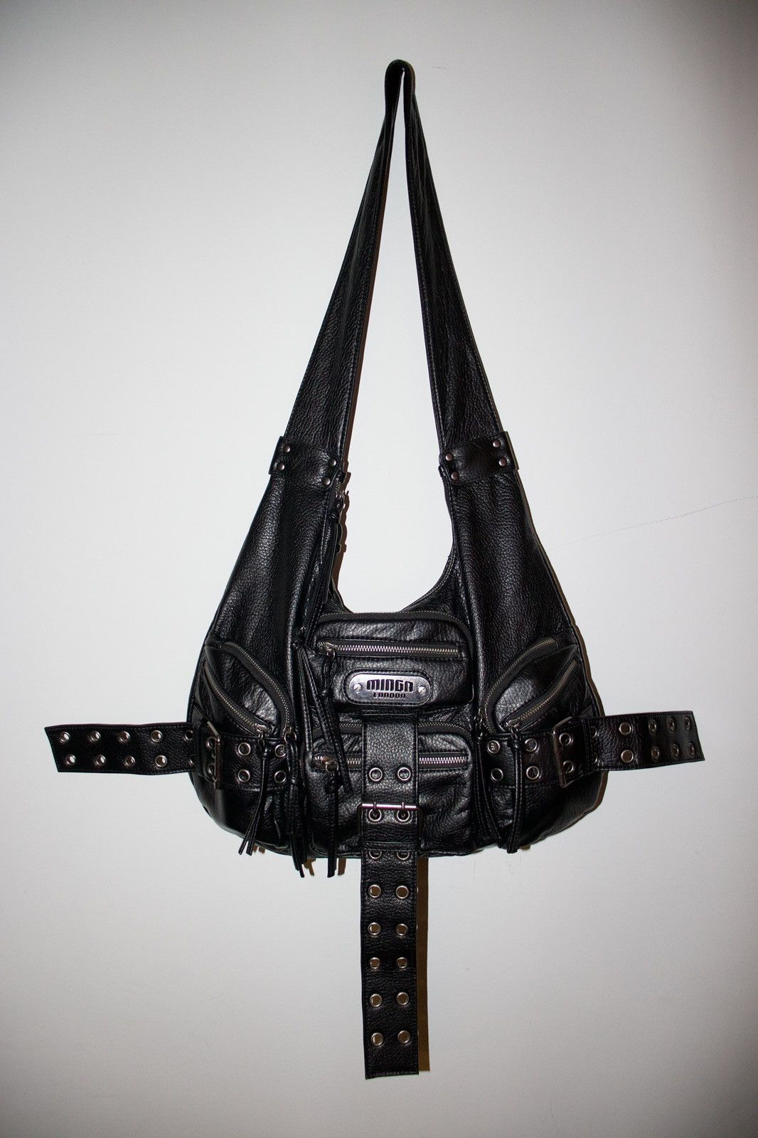 Japanese Brand BLACK VEGAN LEATHER SHOULDER BAG Size ONE SIZE - 4 Thumbnail