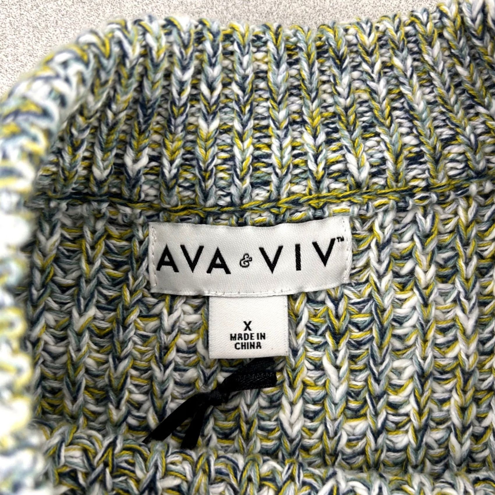 Vintage AVA & VIV Womens Size X Multi Textured Knit Sweater Green Blue - Cozy Pullover Size XL / US 12-14 / IT 48-50 - 3 Thumbnail