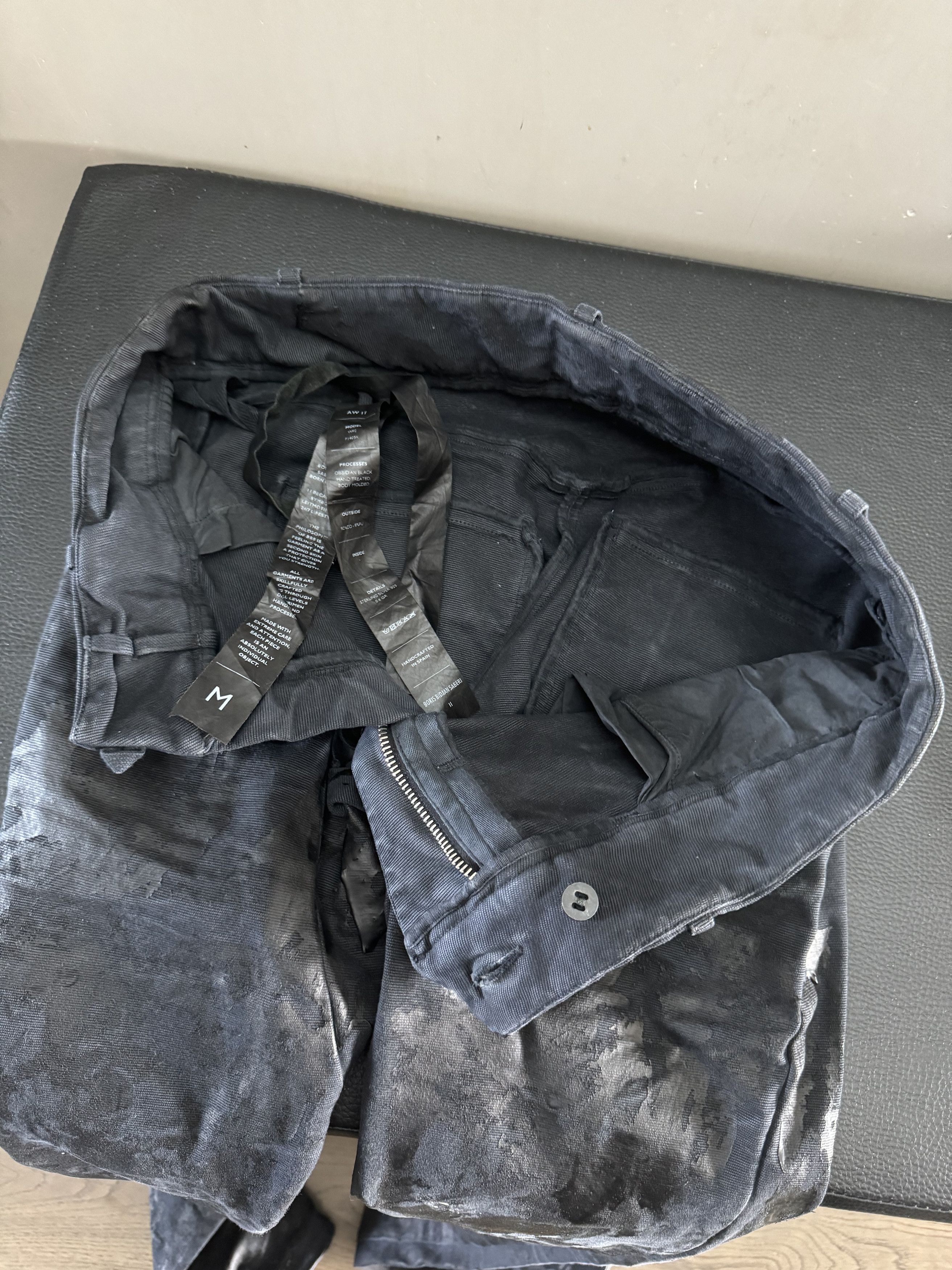 Boris Bidjan Saberi BLACK WAXED WP2 -F1405K SLIM FIT BBS JEANS Size US 27 - 10 Thumbnail