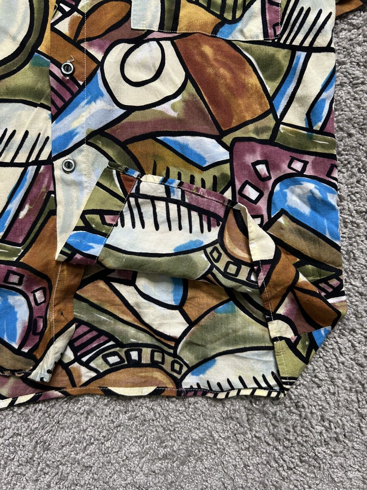 Vintage Vintage 70s Gianni Abozzi Rayon AOP Art Short Sleeve Button Size US M / EU 48-50 / 2 - 4 Thumbnail