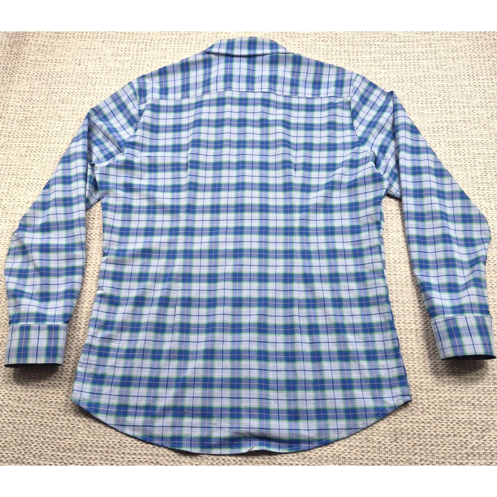 Mizzen+Main Mizzen+Main Button Up Shirt Mens XL Blue Plaid Trim Fit Dress Shirt Size 46R - 6 Thumbnail