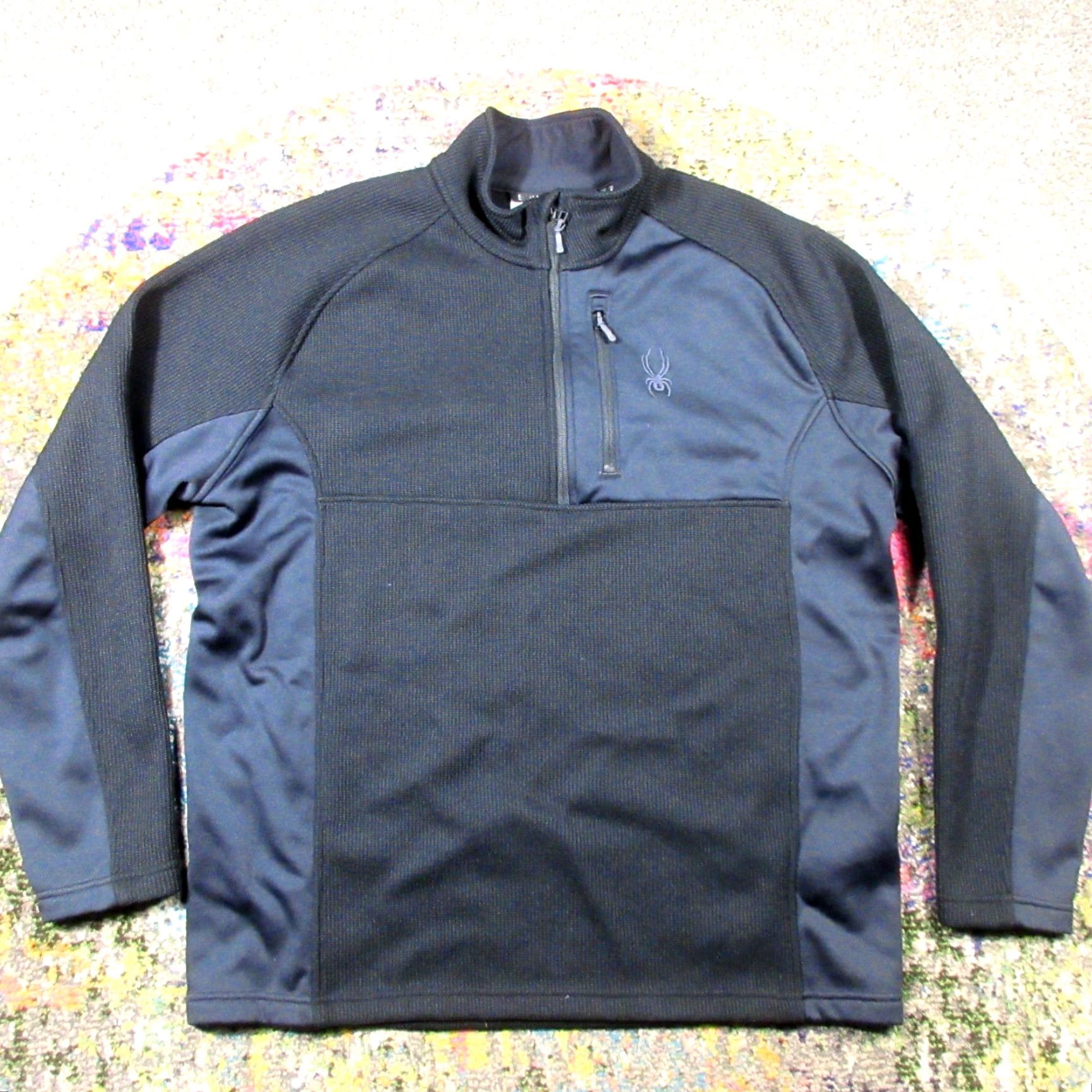 Spyder Spyder Core Sweater Pullover Mens 2XL Black Mock Neck 1/4 Zip Lightweight Thermal Knit Size US XXL / EU 58 / 5 - 2 Thumbnail