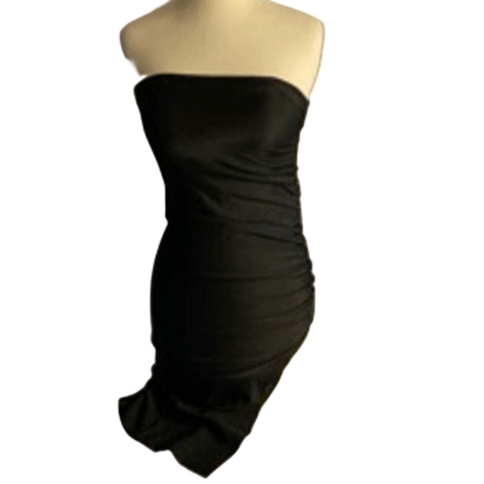Shein Shein Strapless Bodycon Dress Black Ruched Mini XS Size XS / US 0-2 / IT 36-38 - 2 Thumbnail