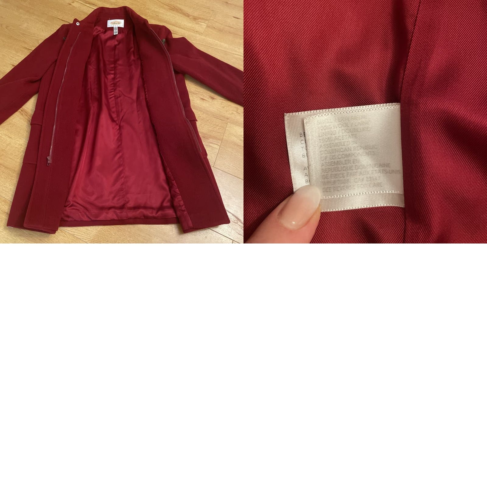 Talbots VINTAGE Talbots Womens Pea Coat Red 8P 100% Wool Long Toggle Leather USA Winter Lined Size M / US 6-8 / IT 42-44 - 8 Thumbnail