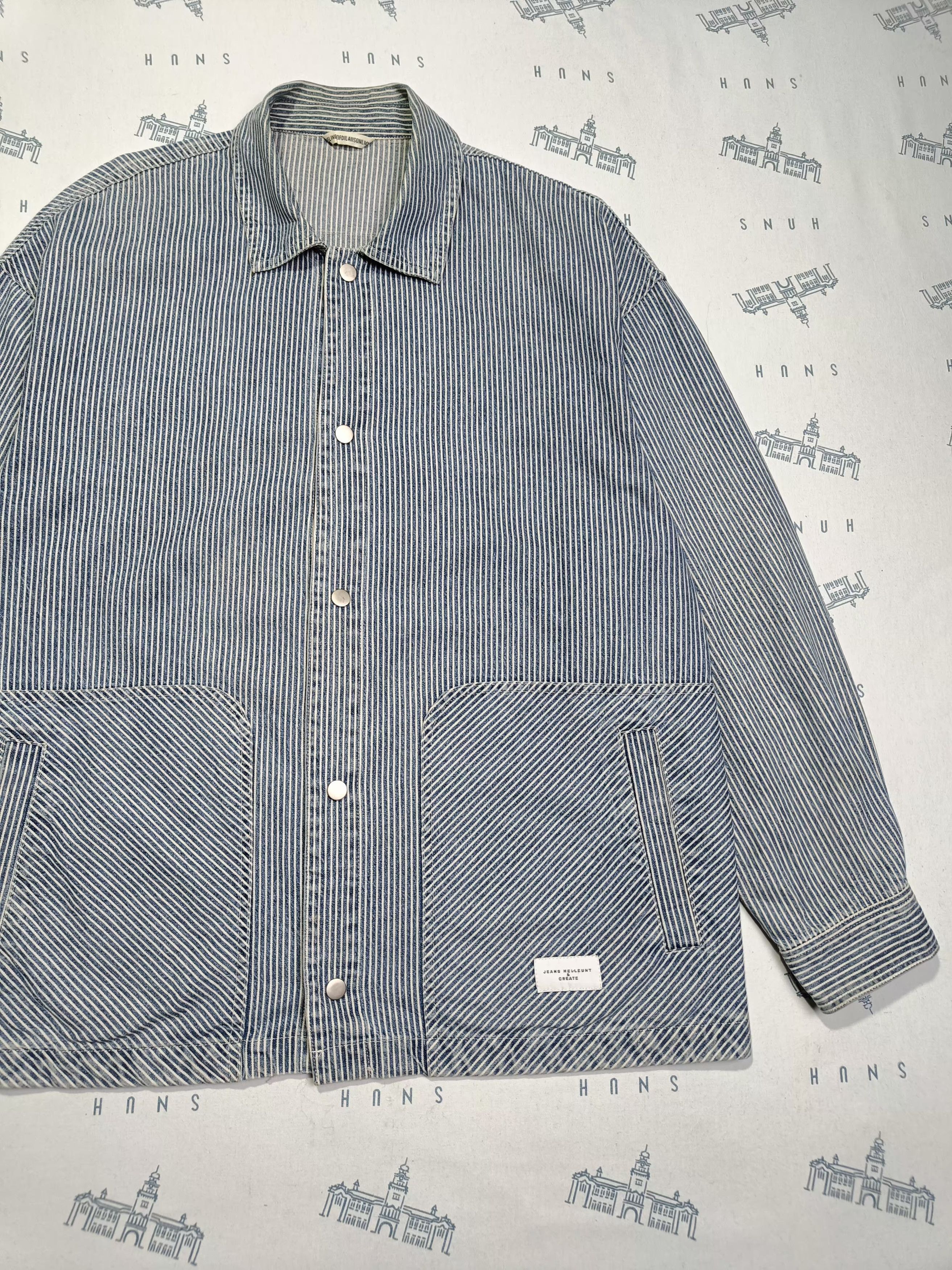 Japanese Brand Jean Helleunt & Create HICKORY STRIPE CHORE Size US XL / EU 56 / 4 - 13 Thumbnail