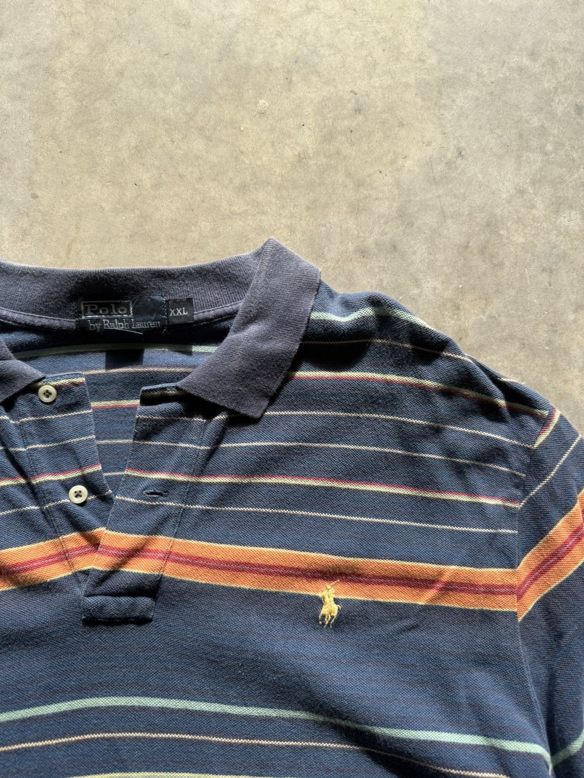 Polo Ralph Lauren Vintage Polo Ralph Lauren Blue Striped Pastelle Polo Size US XXL / EU 58 / 5 - 3 Thumbnail