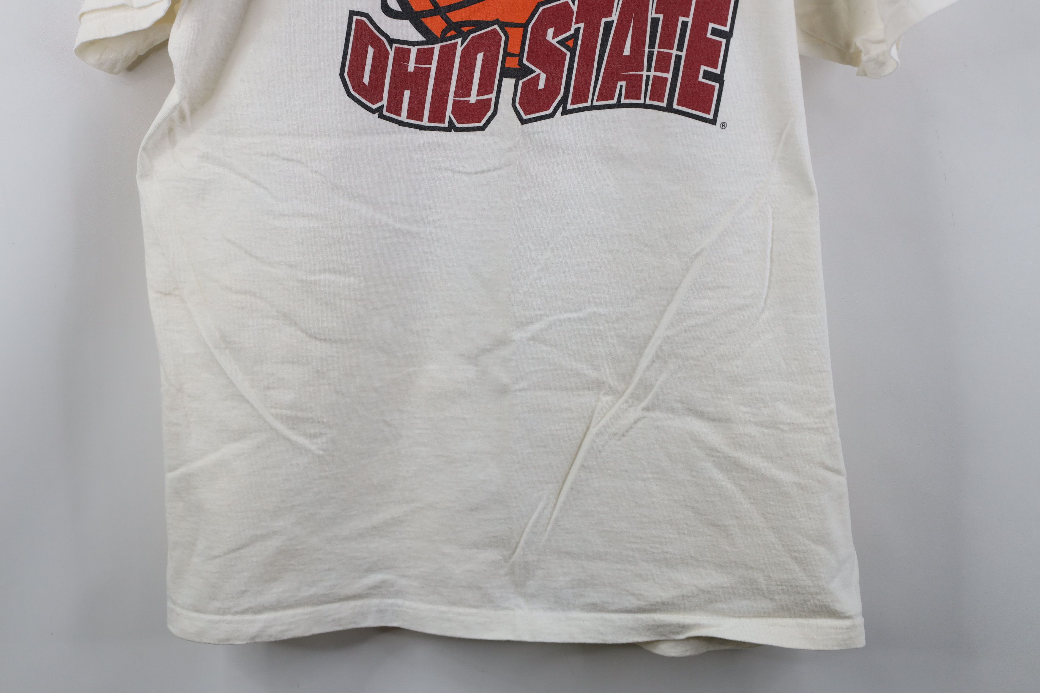 Vintage Vintage 90s Ohio State University Basketball T-Shirt Cream Size US XL / EU 56 / 4 - 3 Thumbnail