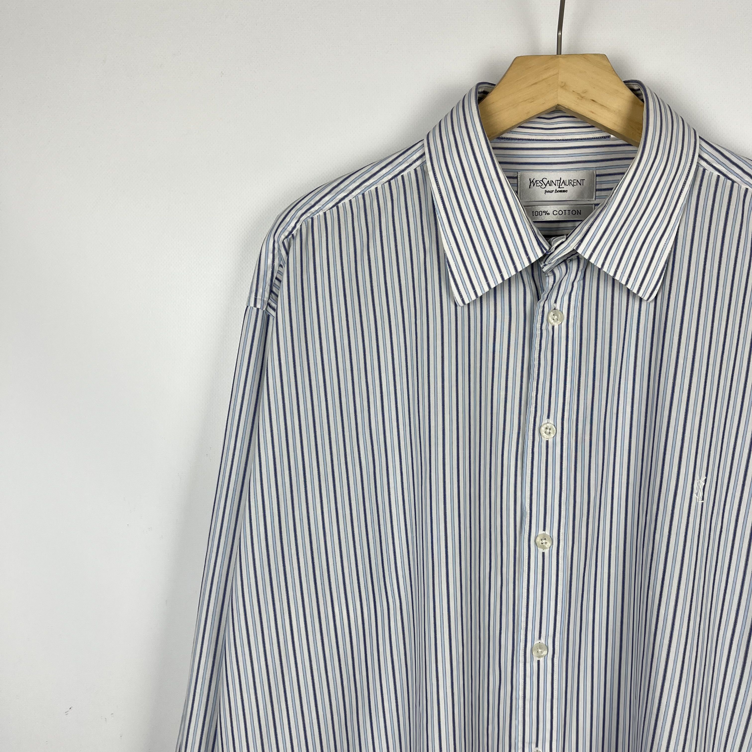 Yves Saint Laurent Yves Saint Laurent YSL Stripped Long Sleeve Button Up Shirt Size US XL / EU 56 / 4 - 5 Thumbnail