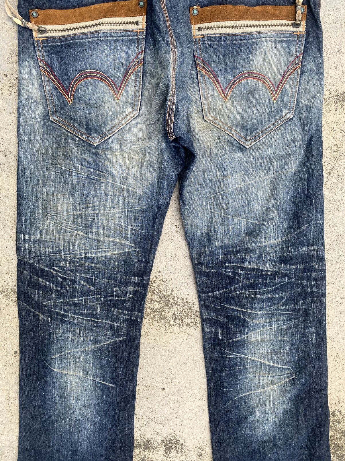 Edwin × Japanese Brand × Vintage Vintage y2k Edwin Blue Trip Faded Claw Mark Denim Jeans Size US 36 / EU 52 - 16 Thumbnail