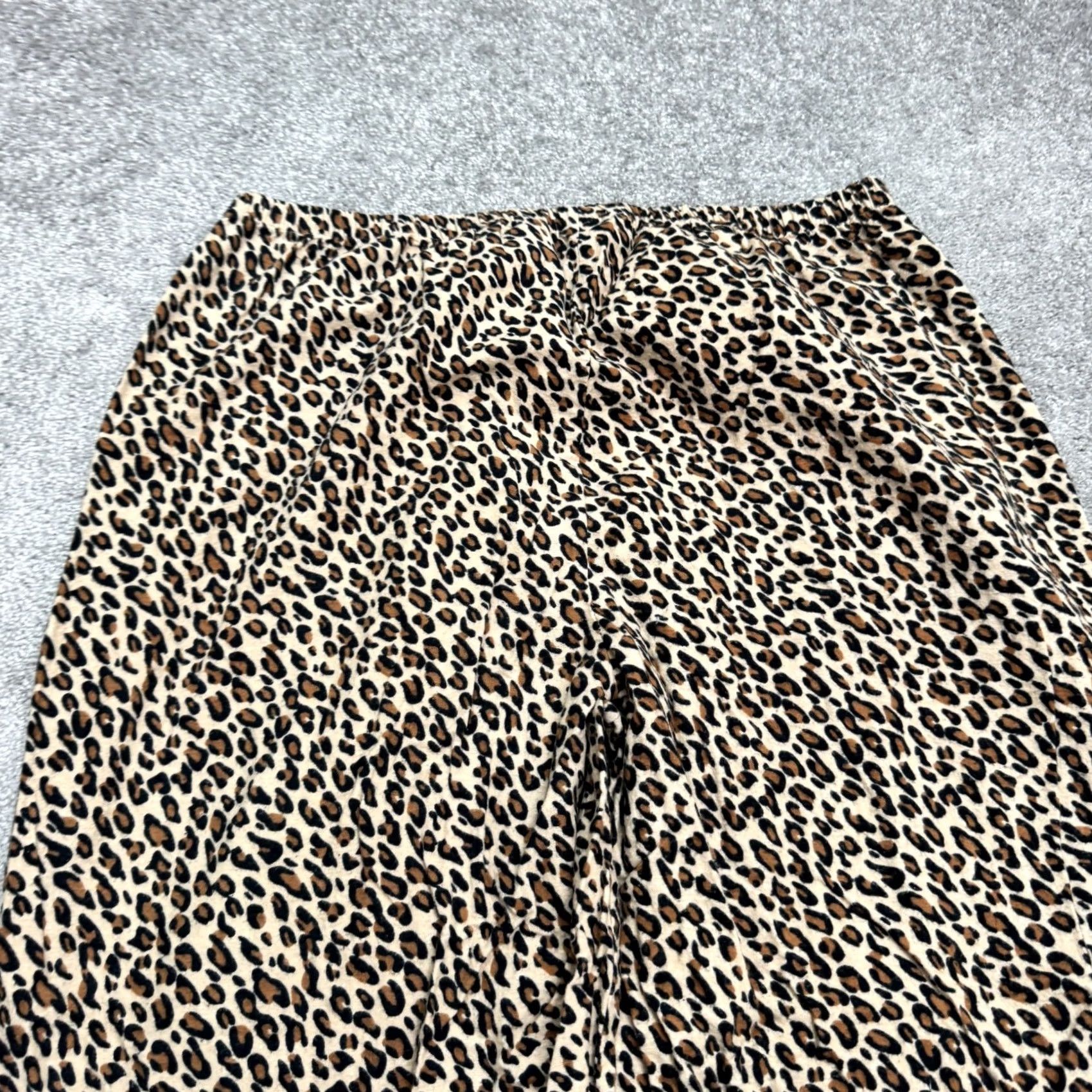 Vintage Gilligan & O'Malley Leopard Print Pajama Pants Womens Plus 1X Brown Sleep Lounge Pant Size 40" / US 18 - 3 Thumbnail