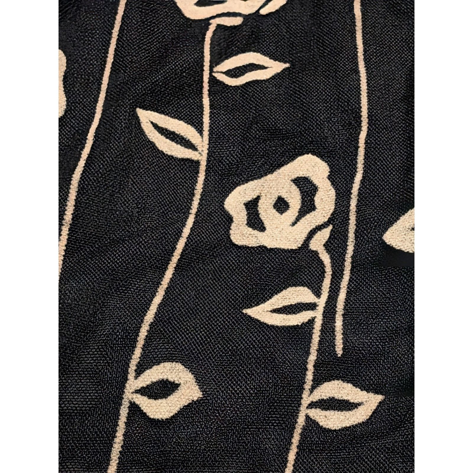 The Unbranded Brand Vintage Durian Black Beige Floral Maxi Dress Lined SM 80's Size S / US 4 / IT 40 - 3 Thumbnail